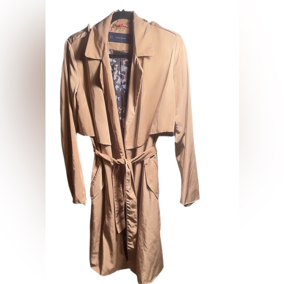 Zara day 2 nite trend camel lined silky feel modal 2 pcket lightweight jacket XS - Picture 2 of 5